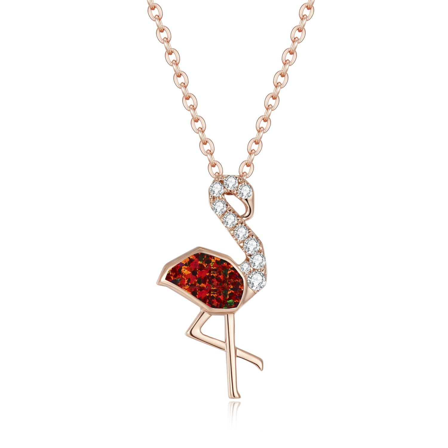 Personalized made with Swarovski Crystal Birthstone Flamingo~ Keychain  Necklace | eBay